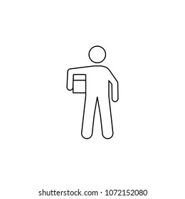a man with a box carries a box icon. Element of man carries a box illustration. Premium quality graphic design icon. Signs and symbols collection icon for websites on white background