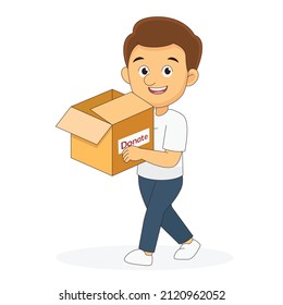 Man with box for charity and donation