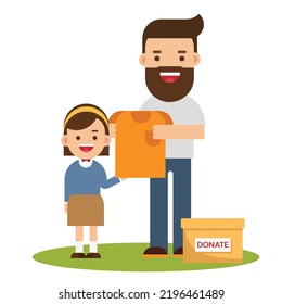 Hombre con caja para caridad y donación