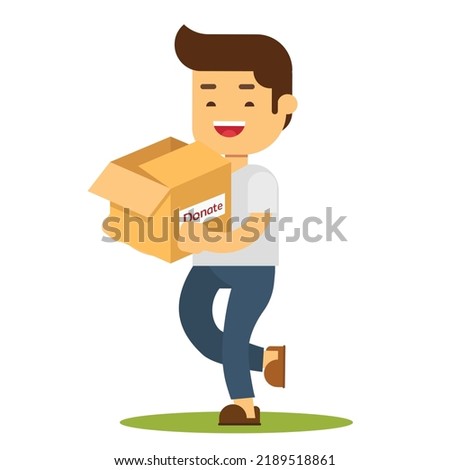 Man with box for charity and donation