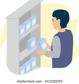 Man with a box in his hands