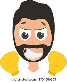 Hombre con guantes de boxeo, ilustración, vector sobre fondo blanco