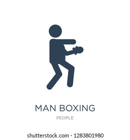 man boxing icon vector on white background, man boxing trendy filled icons from People collection, man boxing vector illustration