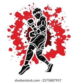 A Man Boxing Kickboxing Muay Thai Boxer Action Cartoon Sport Graphic Vector