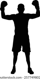 Man Boxing Player Silhouette Isolated on White Background. Vector Illustration