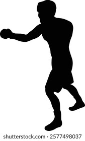 Man Boxing Player Silhouette Isolated on White Background. Vector Illustration