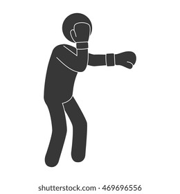 man boxing punch exercise training pose gloves combat vector illustration isolated