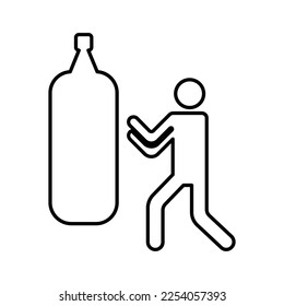 Man Boxing Punching Bag Icon in Line Style