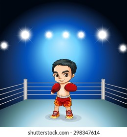 Man in a boxing ring ready for the fight