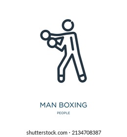 man boxing thin line icon. man, sport linear icons from people concept isolated outline sign. Vector illustration symbol element for web design and apps.