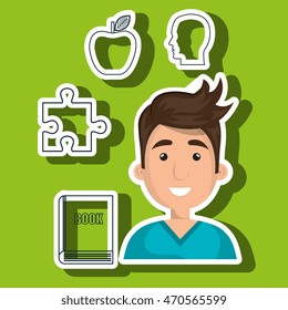 man boy book student vector illustration graphic