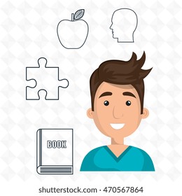 man boy book student vector illustration graphic