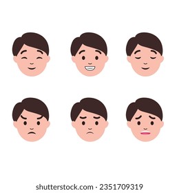 Man or boy cartoon's emotions. Facial expression for illustration