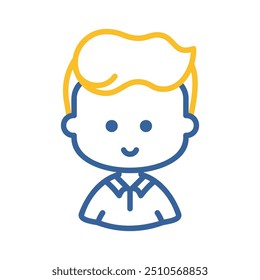 Homem menino personagem face avatar vetor ícone. Sinal de retrato de caractere avatar. Símbolo de gráfico para o design, o logotipo, o aplicativo, a interface do usuário do seu site
