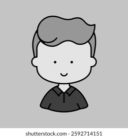 Man boy character face avatar vector grayscale icon. Avatar character portrait signs. Graph symbol for your web site design, logo, app, UI