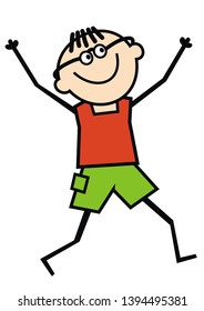 Man, boy, conceptual vector illustration, joy of winning