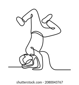 man boy do breakdance oneline continuous single line art