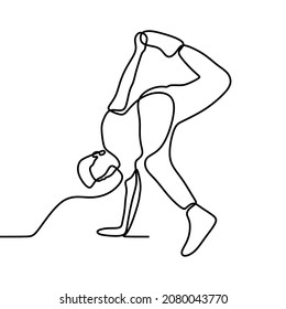 man boy do breakdance oneline continuous single line art