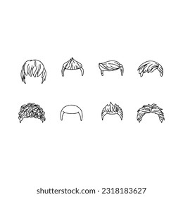 man or boy haircut hand drawn doodle illustrations vector set