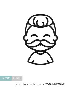 Man boy with mustache avatar vector icon. Hipster symbol. Avatar character portrait signs. Graph symbol for your web site design, logo, app, UI