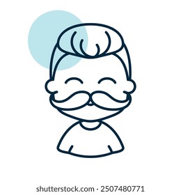 Man boy with mustache avatar vector icon. Hipster symbol. Avatar character portrait signs. Graph symbol for your web site design, logo, app, UI