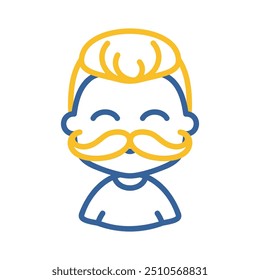 Hombre chico con bigote avatar icono de Vector. Símbolo Hipster. Signos de retrato de personaje de avatar. Símbolo del gráfico para su diseño del Sitio web, logotipo, App, UI