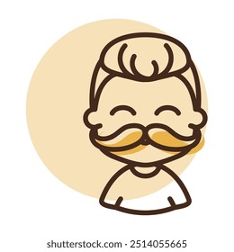 Hombre chico con bigote avatar icono de Vector. Símbolo Hipster. Signos de retrato de personaje de avatar. Símbolo del gráfico para su diseño del Sitio web, logotipo, App, UI