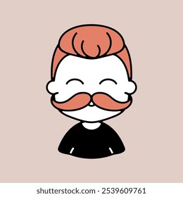 Hombre chico con bigote avatar icono de Vector. Símbolo Hipster. Signos de retrato de personaje de avatar. Símbolo del gráfico para su diseño del Sitio web, logotipo, App, UI