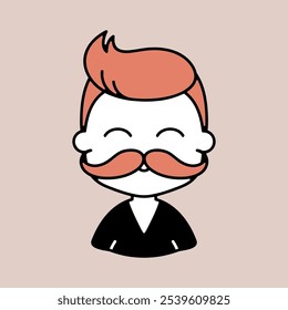 Hombre chico con bigote avatar icono de Vector. Símbolo Hipster. Signos de retrato de personaje de avatar. Símbolo del gráfico para su diseño del Sitio web, logotipo, App, UI