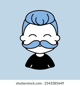 Hombre chico con bigote avatar icono de Vector. Símbolo Hipster. Signos de retrato de personaje de avatar. Símbolo del gráfico para su diseño del Sitio web, logotipo, App, UI