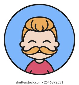 Hombre chico con bigote avatar icono de Vector. Símbolo Hipster. Signos de retrato de personaje de avatar. Símbolo del gráfico para su diseño del Sitio web, logotipo, App, UI