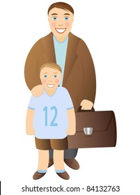 man and boy on a white background