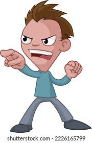 A man or boy pointing his finger cartoon mascot