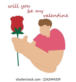 Man, boy purposing For Valentine Day. will you be my valentine illustration