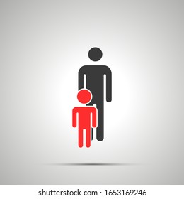 Hombre con silueta de niño, simple icono negro con sombra