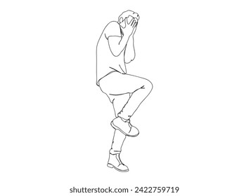 Dibujo de hombre, niño de una sola línea