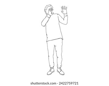 Mann, Boy-Single-Line-Zeichnung