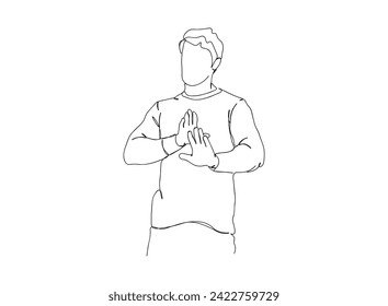 Dibujo de hombre, niño de una sola línea