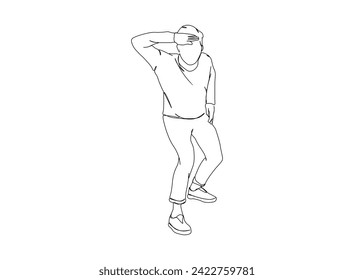 Mann, Boy-Single-Line-Zeichnung