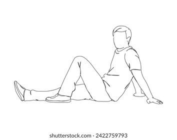 Mann, Boy-Single-Line-Zeichnung