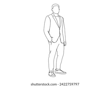 Dibujo de hombre, niño de una sola línea