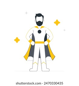 A man and a boy are standing next to each other, with the man wearing a cape and the boy wearing a costume. Concept of adventure and fun, as if the two are about to embark on a journey together