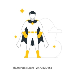 A man and a boy are standing next to each other, with the man wearing a cape and the boy wearing a costume. Concept of adventure and fun, as if the two are about to embark on a journey together