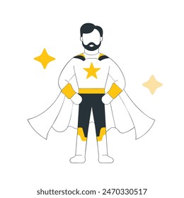 A man and a boy are standing next to each other, with the man wearing a cape and the boy wearing a costume. Concept of adventure and fun, as if the two are about to embark on a journey together