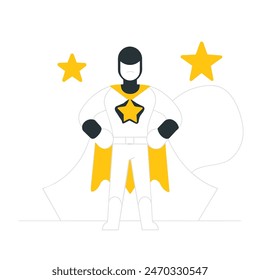 A man and a boy are standing next to each other, with the man wearing a cape and the boy wearing a costume. Concept of adventure and fun, as if the two are about to embark on a journey together