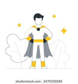 A man and a boy are standing next to each other, with the man wearing a cape and the boy wearing a costume. Concept of adventure and fun, as if the two are about to embark on a journey together
