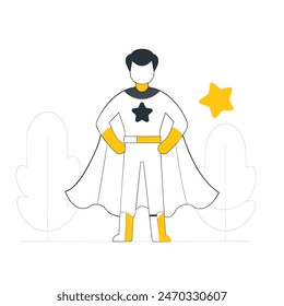 Un hombre y un niño están de pie uno al lado del otro, con el hombre que lleva una capa y el niño que lleva un traje. Concepto de aventura y diversión, como si los dos estuvieran a punto de emprender un viaje juntos