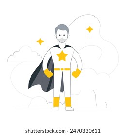 A man and a boy are standing next to each other, with the man wearing a cape and the boy wearing a costume. Concept of adventure and fun, as if the two are about to embark on a journey together