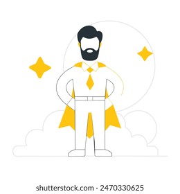 A man and a boy are standing next to each other, with the man wearing a cape and the boy wearing a costume. Concept of adventure and fun, as if the two are about to embark on a journey together