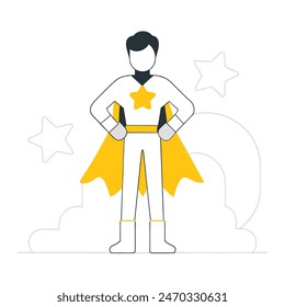 A man and a boy are standing next to each other, with the man wearing a cape and the boy wearing a costume. Concept of adventure and fun, as if the two are about to embark on a journey together